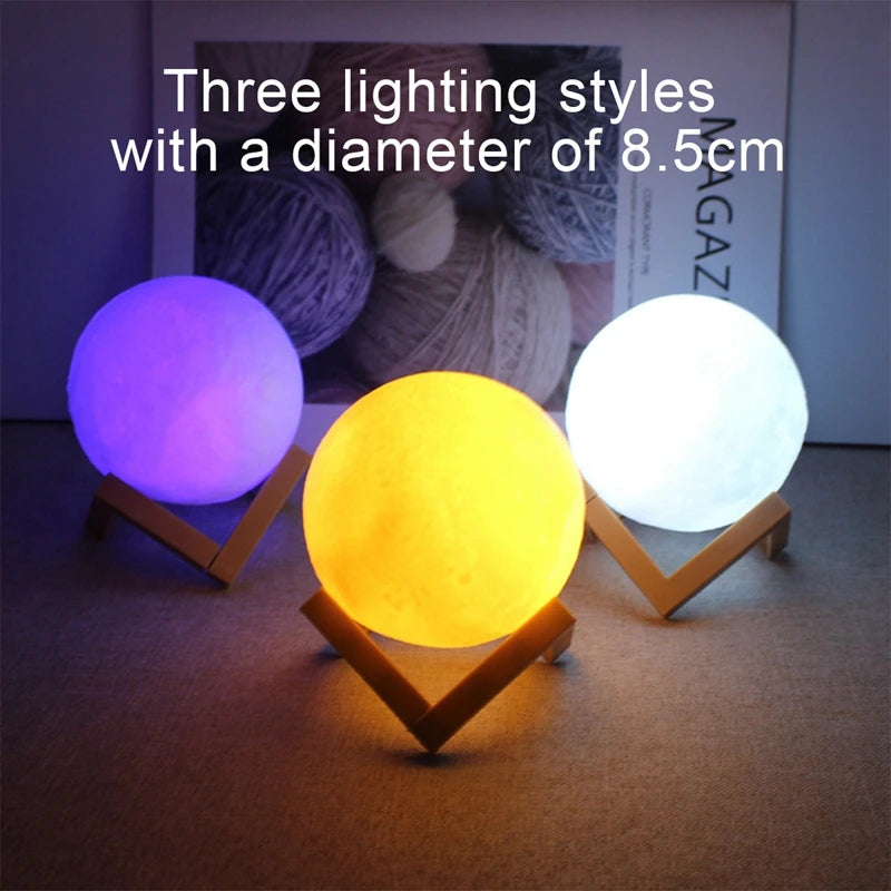 Moon Lamp LED Night Light with Stand – 8cm