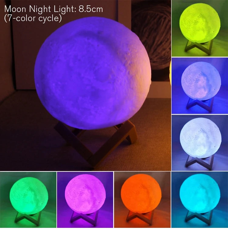 Moon Lamp LED Night Light with Stand – 8cm