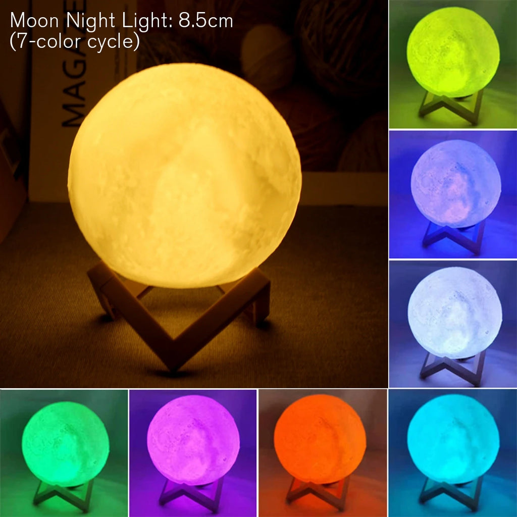 Moon Lamp LED Night Light with Stand – 8cm