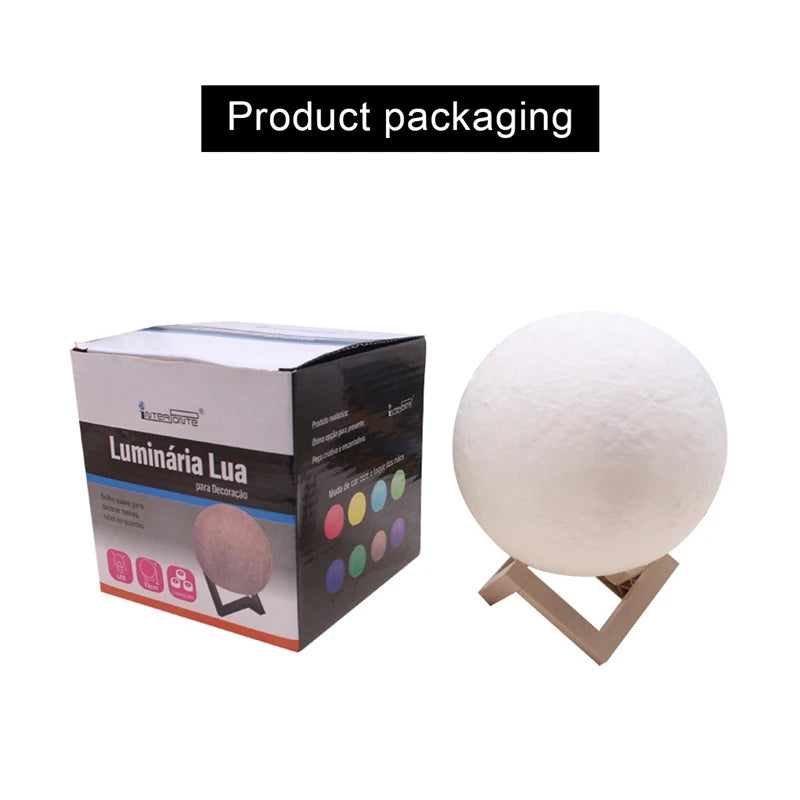 Moon Lamp LED Night Light with Stand – 8cm