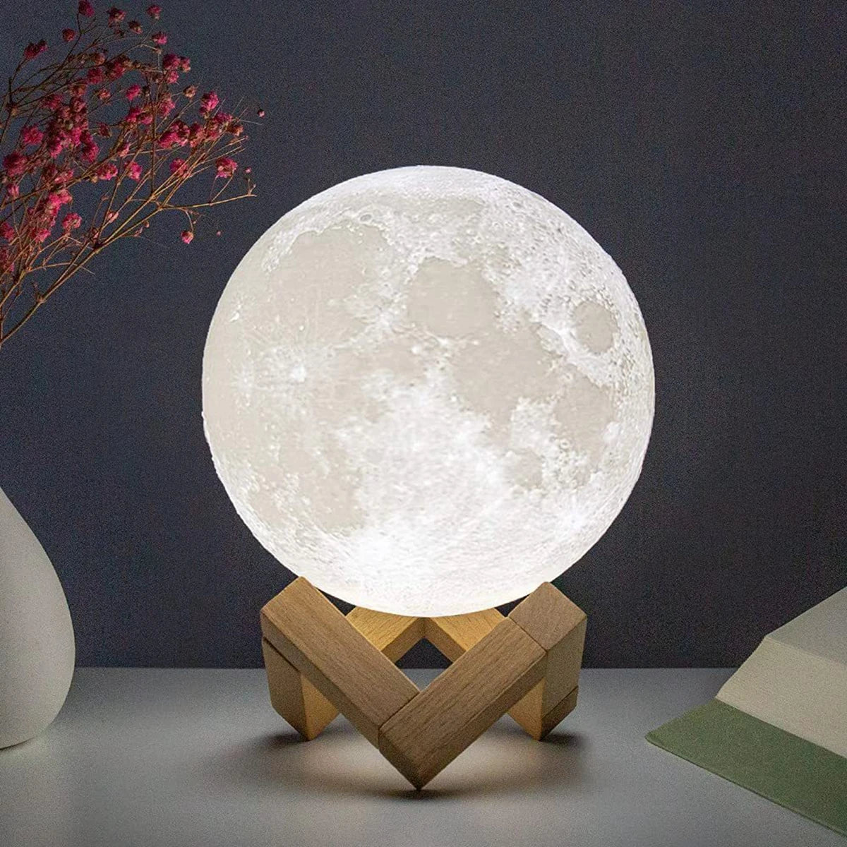 Moon Lamp LED Night Light with Stand – 8cm