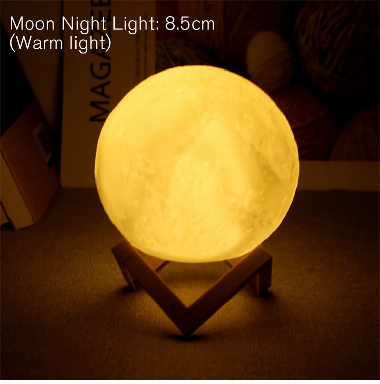 Moon Lamp LED Night Light with Stand – 8cm