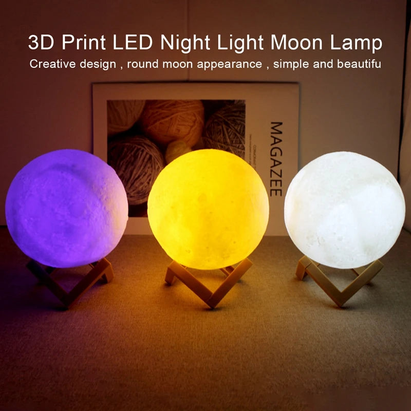 Moon Lamp LED Night Light with Stand – 8cm
