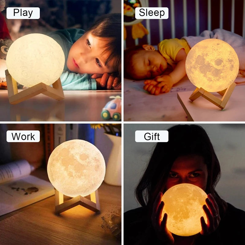 Moon Lamp LED Night Light with Stand – 8cm