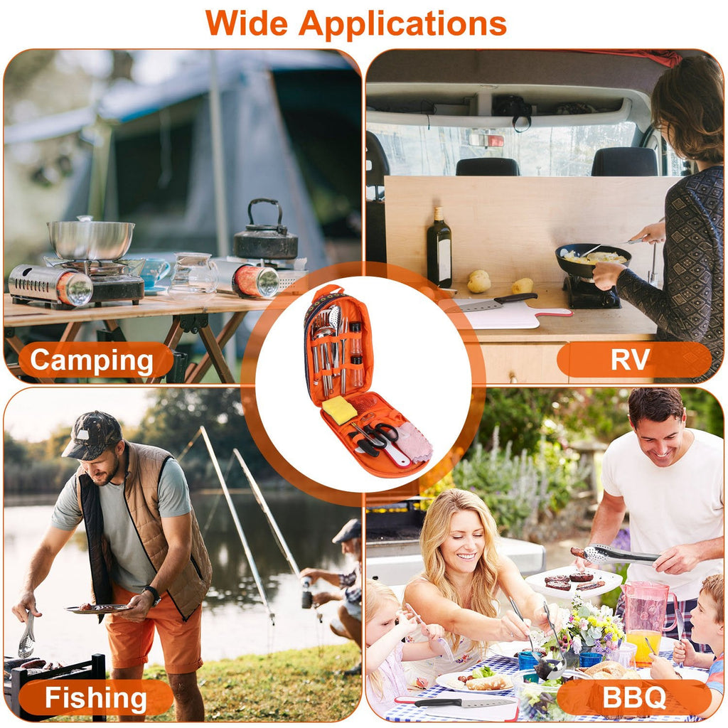 19-Piece Portable Camping Cookware & Utensil Kit
