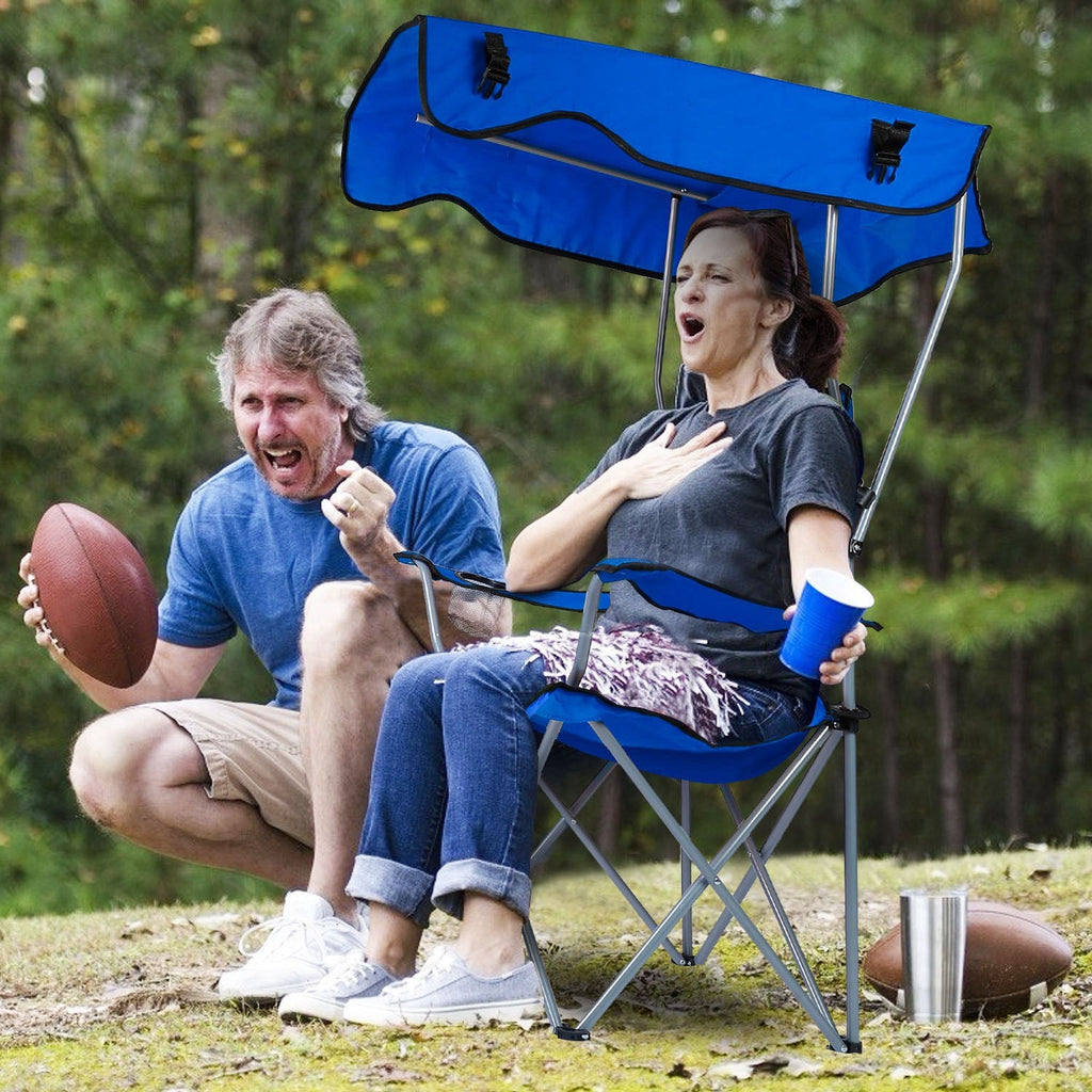 1Pc Foldable Camping Chair With Canopy
