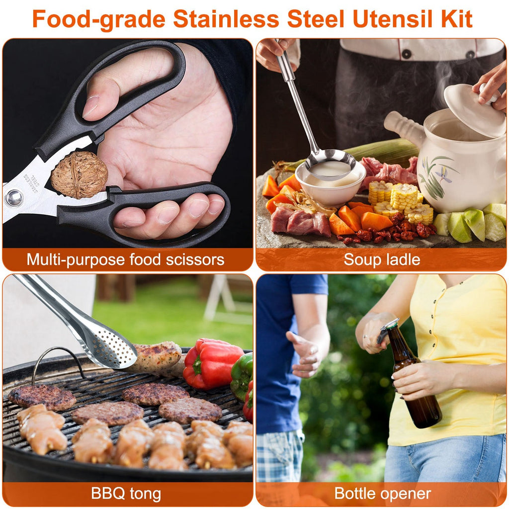19-Piece Portable Camping Cookware & Utensil Kit