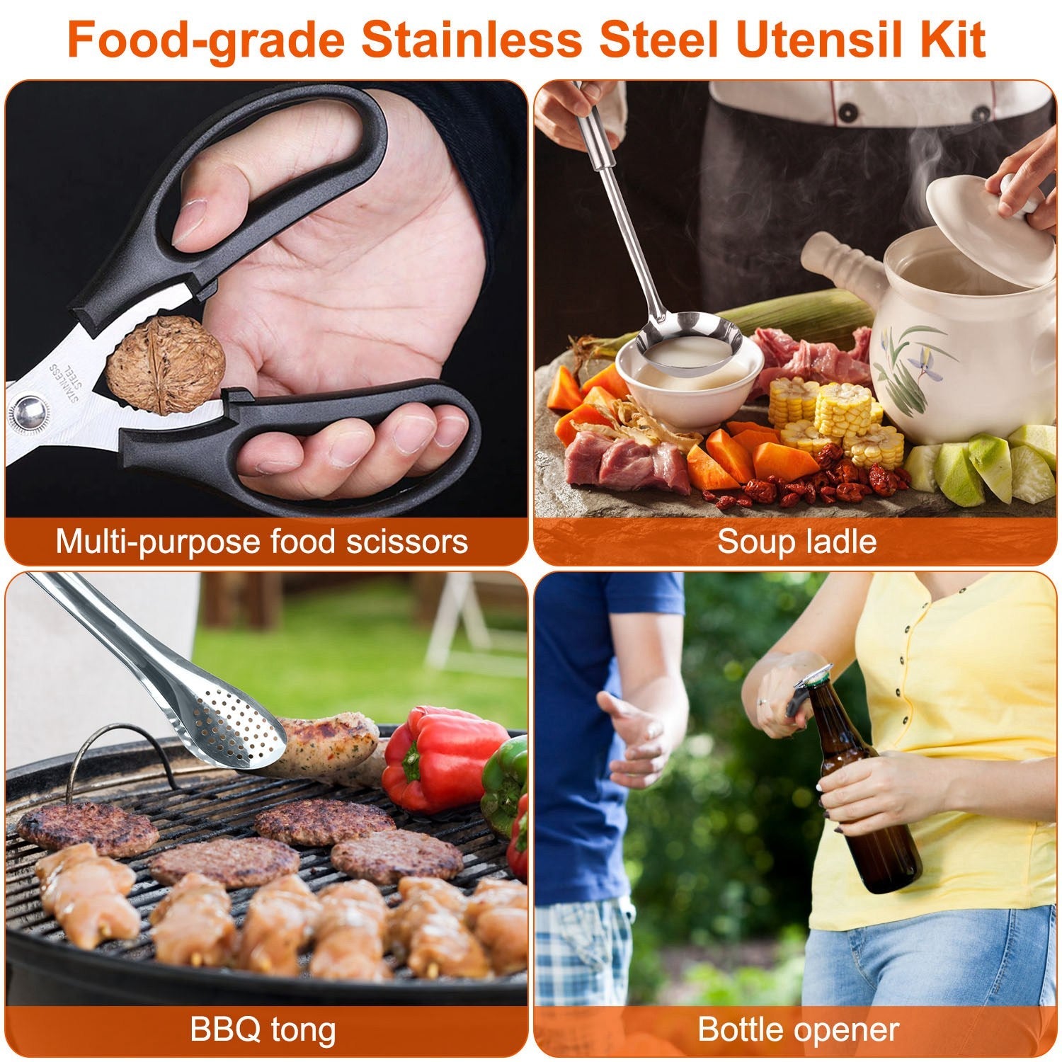 19-Piece Portable Camping Cookware & Utensil Kit