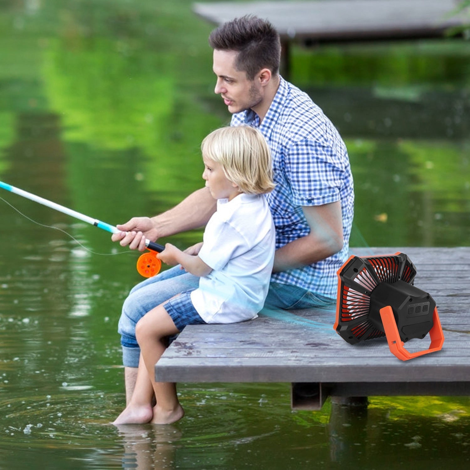 Portable Camping Lantern Fan Battery Powered Hanging Fan USB