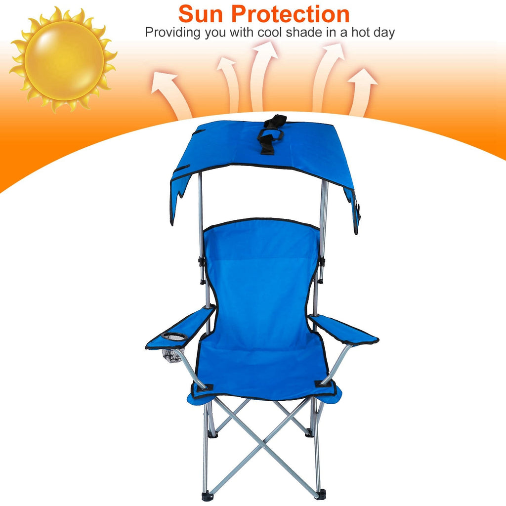 1Pc Foldable Camping Chair With Canopy
