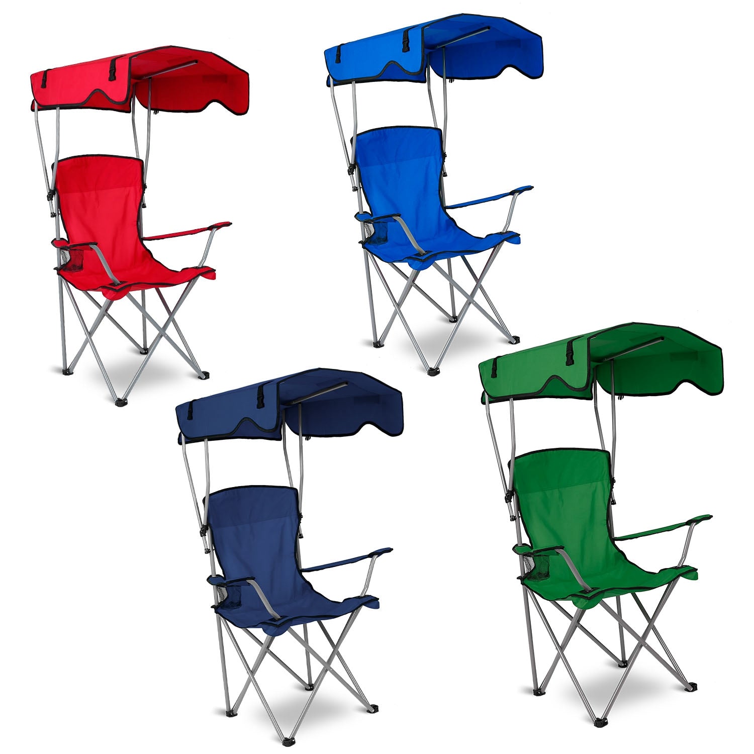 1Pc Foldable Camping Chair With Canopy