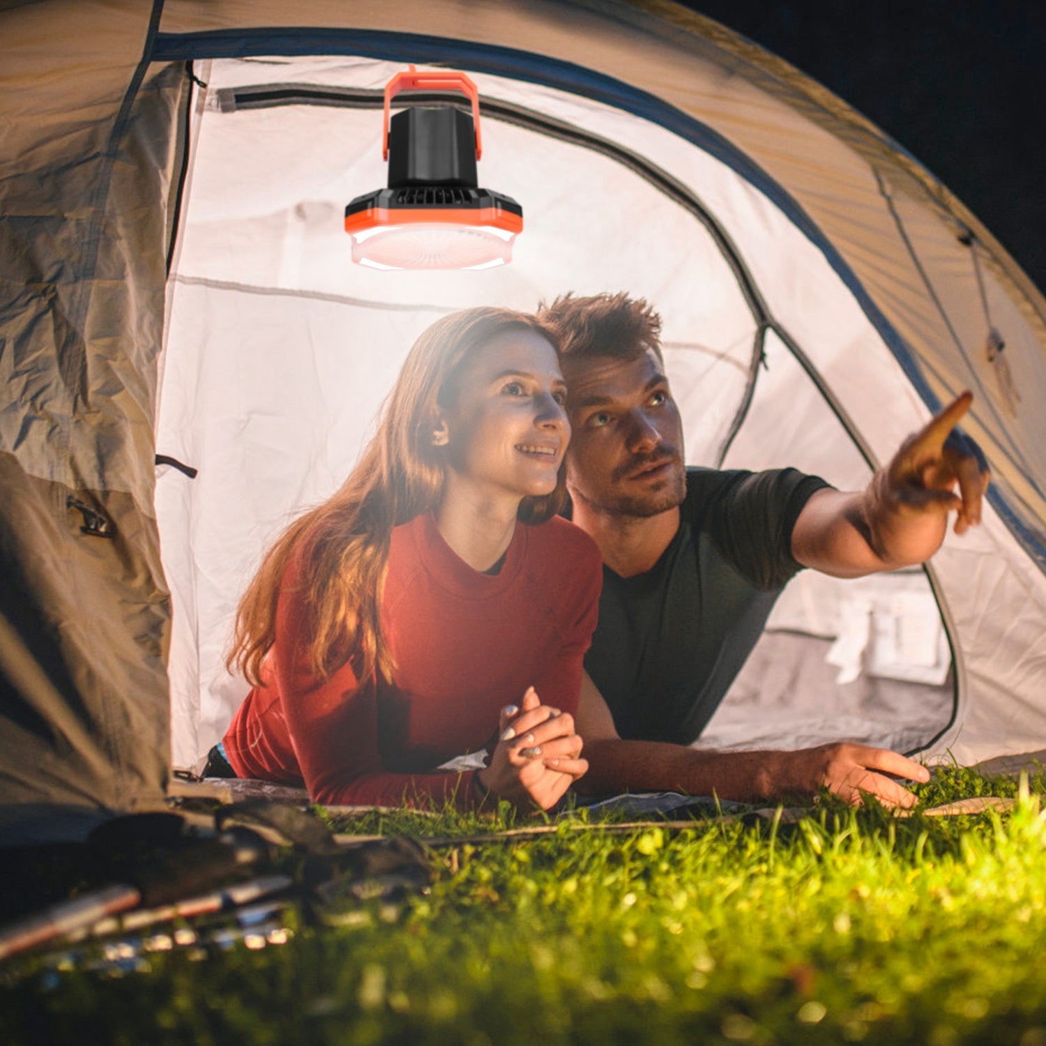 Portable Camping Lantern Fan Battery Powered Hanging Fan USB